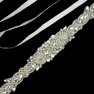 Extra Lange Prachtige Hoge Kwaliteit Rhinestone Trim Belt Crystal Bridal Wedding Belt Taille Riem Voor Dames Jurk Bruidsmeisje Jurk