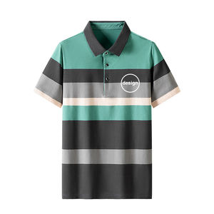 Camiseta Polo de Manga Corta de Algodón de Alta Calidad con Logotipo Personalizado, Nuevo Estilo, para Hombre, Camiseta de Negocios a Rayas, Polo Básico de Golf - Product Image 1