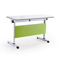 Table d'entraînement pliable avec plateau en bois, structure métallique robuste et roulettes pivotantes à 360° °   Roues pivotantes silencieuses