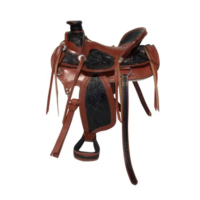 Western Horse sadel Tack Set kursi kulit pohon OEM disesuaikan gaya warna Suede serat produsen.