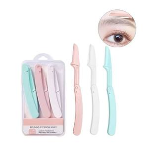 Lot de 3 rasoirs pliables roses pour microblading, tondeuse à sourcils et épilateur facial - Product Image 1