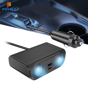 Ponfly giá rẻ giá phổ <span class=keywords><strong>USB</strong></span> 12V/24V <span class=keywords><strong>2</strong></span> cách xe Thuốc lá nhẹ hơn tự động ổ cắm Splitter sạc xe nhẹ hơn Bộ chuyển đổi - Product Image 3