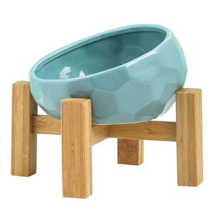 Tigela para animais redonda, tigela de cerâmica sustentável com suporte - Product Image 1