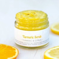 Terbaik Diy asam Kojic Gommage Au Avec Curcuma Pour Le Visage Miel Citron gula wajah tubuh Scrub dengan kunyit untuk bintik-bintik gelap