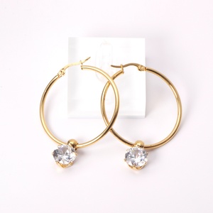 Pendientes de Aro de Acero Inoxidable con Circonita Cúbica, Chapados en Oro de 18k, de Lujo, Gran Venta, para Mujer - Product Image 3