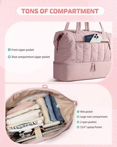 Sac de sport matelassé personnalisé avec logo, imperméable, pour femme, idéal pour le fitness, le yoga, les effets personnels, les voyages ou les séjours à l'hôpital - Product Image 2