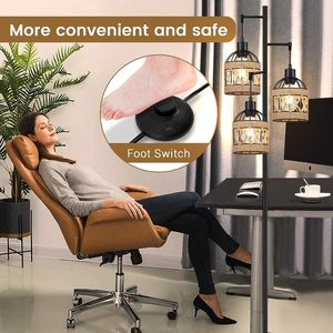 Boho Phong Cách Khách Sạn Hiện Đại LED Cạnh Giường Ngủ Ba Đầu Cây Gai Dầu Dây Bên Cạnh Đèn Sàn 65-Inch Góc Kệ Đèn Sàn Với Thay Đổi Độ Sáng Đèn - Product Image 6