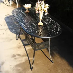 Table et chaises de patio Mobilier de patio Table d'extérieur en métal Ensemble de table à manger en fonte d'aluminium Mobilier d'extérieur moderne en fer forgé