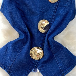 Ensemble gilet en jean taille haute et pantalon large pour femme, avec boutons métalliques de qualité supérieure, idéal pour l'automne - Product Image 6
