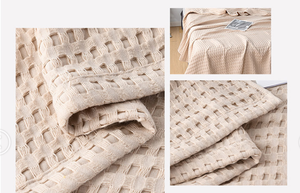 Couvertures en <span class=keywords><strong>gaze</strong></span> <span class=keywords><strong>de</strong></span> <span class=keywords><strong>coton</strong></span> 100% gaufrées personnalisées <span class=keywords><strong>de</strong></span> couleur unie douce pour décoration intérieure - Product Image 5