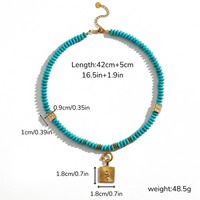 Collier de perles en pierre naturelle turquoise pour l'été, fait main, étanche et inaltérable, pour femme