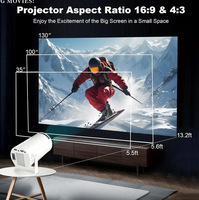 Projecteur LCD portable 720P, 150 lumens ANSI, Android 11 LED, 2000:1, compatible 4K, Wi-Fi double bande pour cinéma maison intérieur/extérieur
