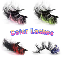 Cils colorés pour les yeux, naturels, dramatiques, rose, rouge, jaune, violet, blanc, maquillage cosplay, cils moelleux réutilisables, cils en vison 3D