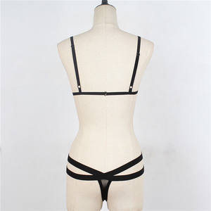 女性のブラとパンティーセットランジェリーニップルカバー弾性ハーネスカップレスブラパンティーセットウェディングセクシーナイトホット - Product Image 5