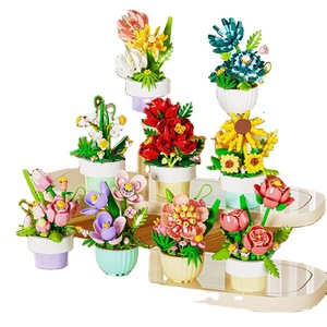 9Packs botanik koleksiyonu yapı blok kiti ev dekor saksı bitki DIY oyuncaklar çocuklar için gerçek ayçiçeği tuğla simüle - Product Image 1