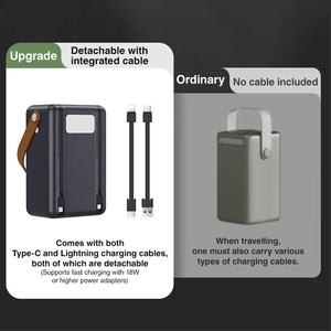 Power Bank kapasitas besar 2025 trendi 80000mAh kabel ganda 3 input Display LED pegangan kulit aman tahan lama untuk perjalanan - Product Image 5