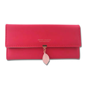 2023 Xiaoqing Novice, <span class=keywords><strong>cartera</strong></span> larga para mujer con cierre de cremallera, colgante de hoja suave de PU japonés y coreano, bolso con forro de poliéster - Product Image 1