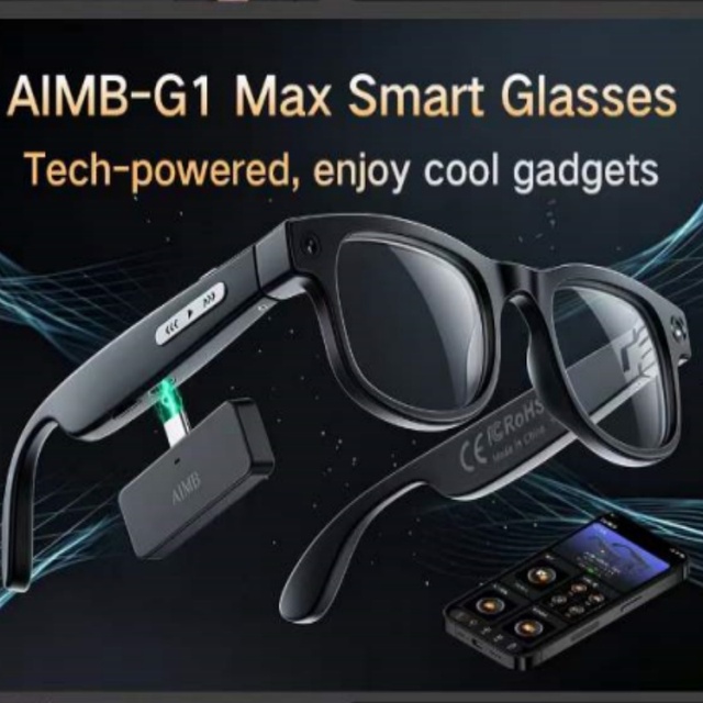 Smart Glasses AIMB-G1max with Battery 290mah Camera 8MP pixel 4GB Memory AI Multi-language Real Time Translation Glasses