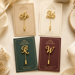 Pin de Solapa Personalizado con Iniciales en Oro, Broche de Traje con Monograma, Regalo de Boda, Chapado en Aleación de Zinc - Product Image 2