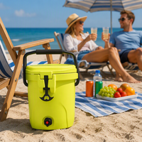 Glacière rotomoulée jaune durable de 3,5 gallons avec poignée métallique, étanche, pour la plage, les week-ends, les fêtes et les bars