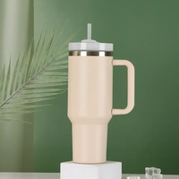 Thermos Classique Personnalisable Chaud/Froid 40oz avec Paille, Tasse de Voyage Isotherme en Acier Inoxydable Portable avec Poignée