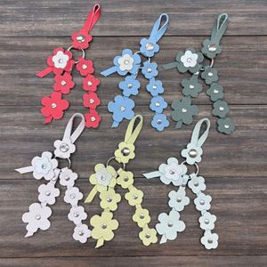 YY Beautiful PU Leather Flower Bag <b>Charms</b> Elegant Retro Aesthetic <b>Keyring</b> Accessories Portable Key Ring <b>Charm</b> for Gifts - Product Image 1
