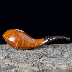 Muxiang Handmade Briar Smoking Pipe Bent Type 3mm Smoke Channel Solid Wood Tobacco Pipe - Product Image 4