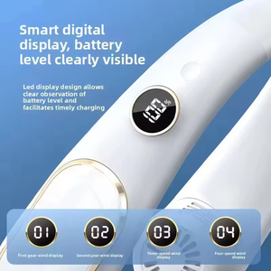 Nouveau ventilateur de cou sans fil portable, recharge USB, affichage numérique, silencieux, pour extérieur, mini moteur sans balais, batterie 2400mAh - Product Image 4