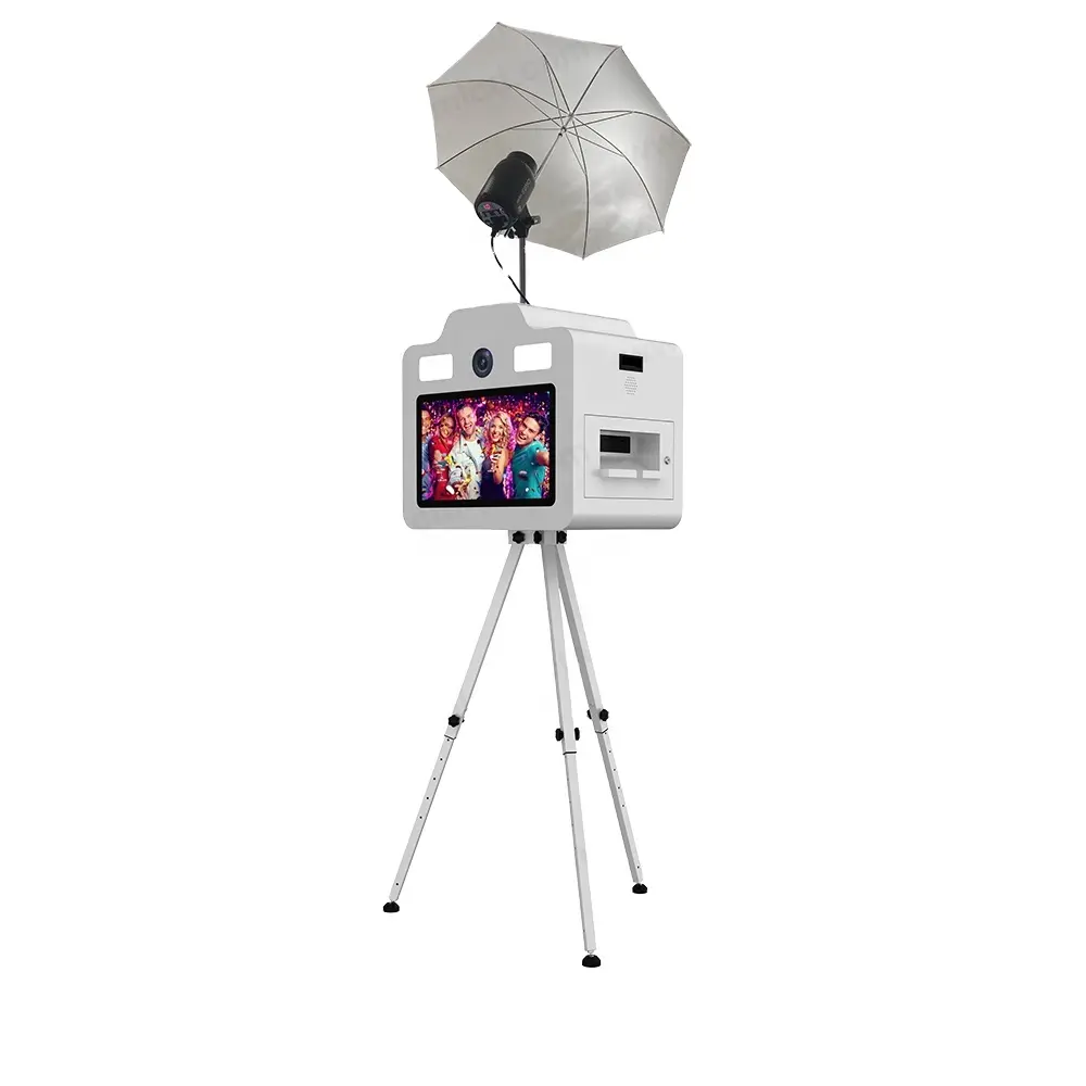 selbstbedienung chimee party fotokabine maschine tragbar 21,5 zoll touchscreen dslr retro fotokabine aluminiumhülle mit gehäuse