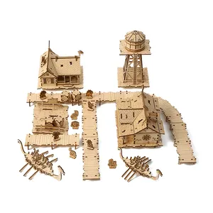 Schwieriges Viking Fishing Ground Puzzlespiel 3D Holz Miniatur Gebäude Puzzle Modell für Erwachsene