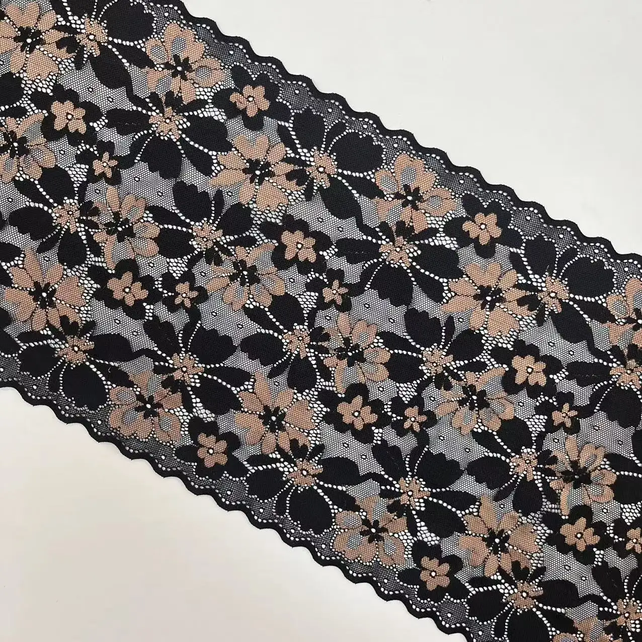 V1889 22 cm bicolor elastic lace trim Nylon Spandex galloon lace for dress lingerie underwear clothing accessories