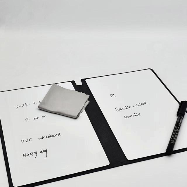 Reusable Student Draft Office Writing Board PU Cover A5 Waterproof Erasable Whiteboard Notebook with Pen and Erasing Cloth