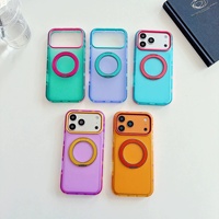 Coque de téléphone invisible de luxe haute qualité pour 18 Pro Max, avec support rotatif magnétique, finition PC mate et blocs de couleur, sensation agréable au toucher