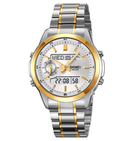 Jam Tangan Mewah SKMEI 2284 Klasik Reloj World Time Tali Baja Tahan Karat Digital untuk Pria