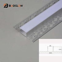 Profilé LED en aluminium de haute qualité pour plafonds en plaques de plâtre, 20*13, personnalisé, pour bandes LED, vente en gros