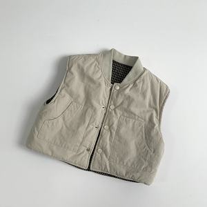 Nouvelle collection hiver : Gilet réversible épais pour enfants, garçons et filles, motif écossais, sous-vêtement chaud, vêtements élégants pour enfants - Product Image 6