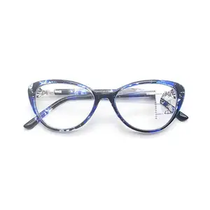 Anti Blaulicht Progressive Multifokale Lesebrille Retro Cat Eye Frame Nahsicht-Dioptrien brille