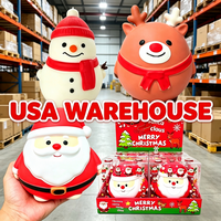 Jouets Squishy Géants de Noël en Stock aux États-Unis : Père Noël, Bonhomme de Neige et Renne Mochi pour Noël