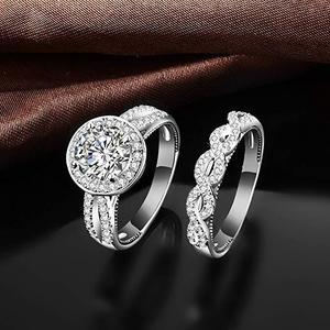 Anello vintage in stile Prong per donna, design con intarsi scintillanti, gioielli eleganti e alla moda - Product Image 6