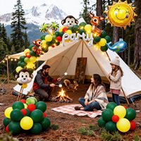 Kit de ballons pour fête d'anniversaire d'enfants sur le thème des animaux de la jungle, décoration murale, poster de fond, ballons en aluminium Tigre Singe
