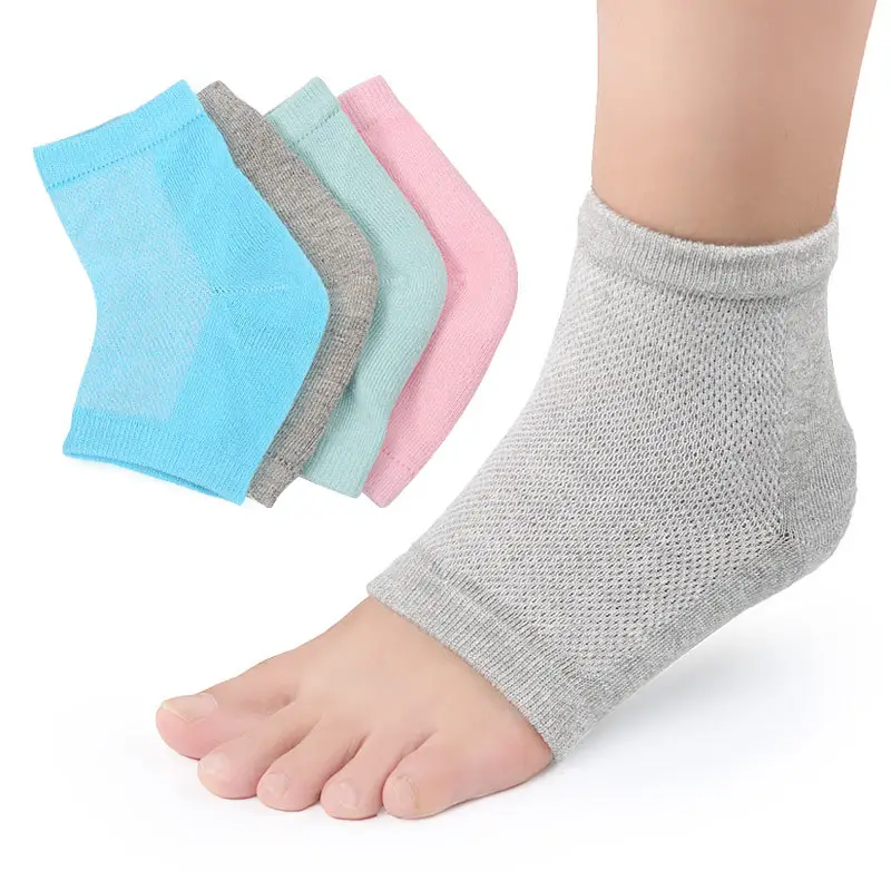 ถุงเท้าเจลให้ความชุ่มชื้นที่มีสีสันทำจากซิลิโคนชุดป้องกันผิวแตกสำหรับดูแลสุขภาพเท้าพยาบาลแบบมืออาชีพ