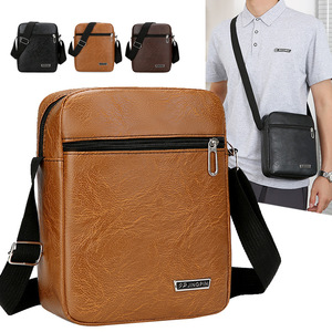 Men's Messenger <b>Bag</b> <b>Soft</b> PU <b>Leather</b> Large Capacity Crossbody Shoulder <b>Bag</b> Durable Everyday Use - Product Image 2