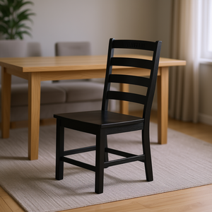 Sedia da Pranzo in Legno Nero Stile Contemporaneo, Arredamento Domestico Stabile - Product Image 2