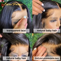 Peluca Frontal HD de Encaje Liso con Cierre, Cabello Humano Indio 100% Sin Procesar, Base de Seda, Densidad 150%, con Baby Hair, para Mujer, Color Negro