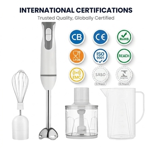 Batidora de <span class=keywords><strong>Mano</strong></span> 4 en 1, Vaso de 0.6L, 600W, Acero Inoxidable, Base Desmontable, Control de 2 Velocidades, para Preparación de Alimentos en la Cocina, OEM, ODM, CE, <span class=keywords><strong>CB</strong></span> - Product Image 4