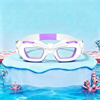 Lunettes de natation YL1800 pour enfants de 3 à 12 ans, monture à motif couronne, pont nasal intégré sans couture, silicone souple sans odeur