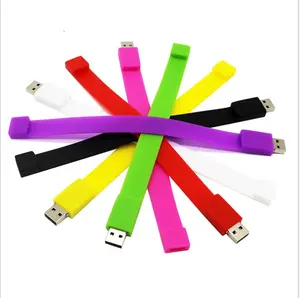 Wholesale Customized Logo Silicone Bracelet Wrist Band USB 2.0 Flash Drive 32G Wristband Pen Drive