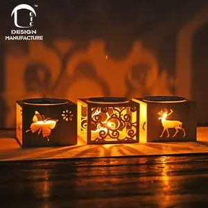 supplier private label Eco-friendly bamboo Hollowing Floral Tea Light essential oil burner for home decor