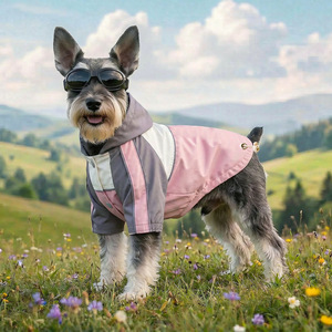 PETCIRCLE Chaqueta Fresca con Capucha para Perros Pequeños y Cachorros, Primavera/Verano - Rosa y Gris - Product Image 1