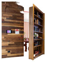 Porte intérieure en bois massif secrète et cachée avec charnière de bibliothèque invisible, rotation à 180 degrés pour appartement, design moderne